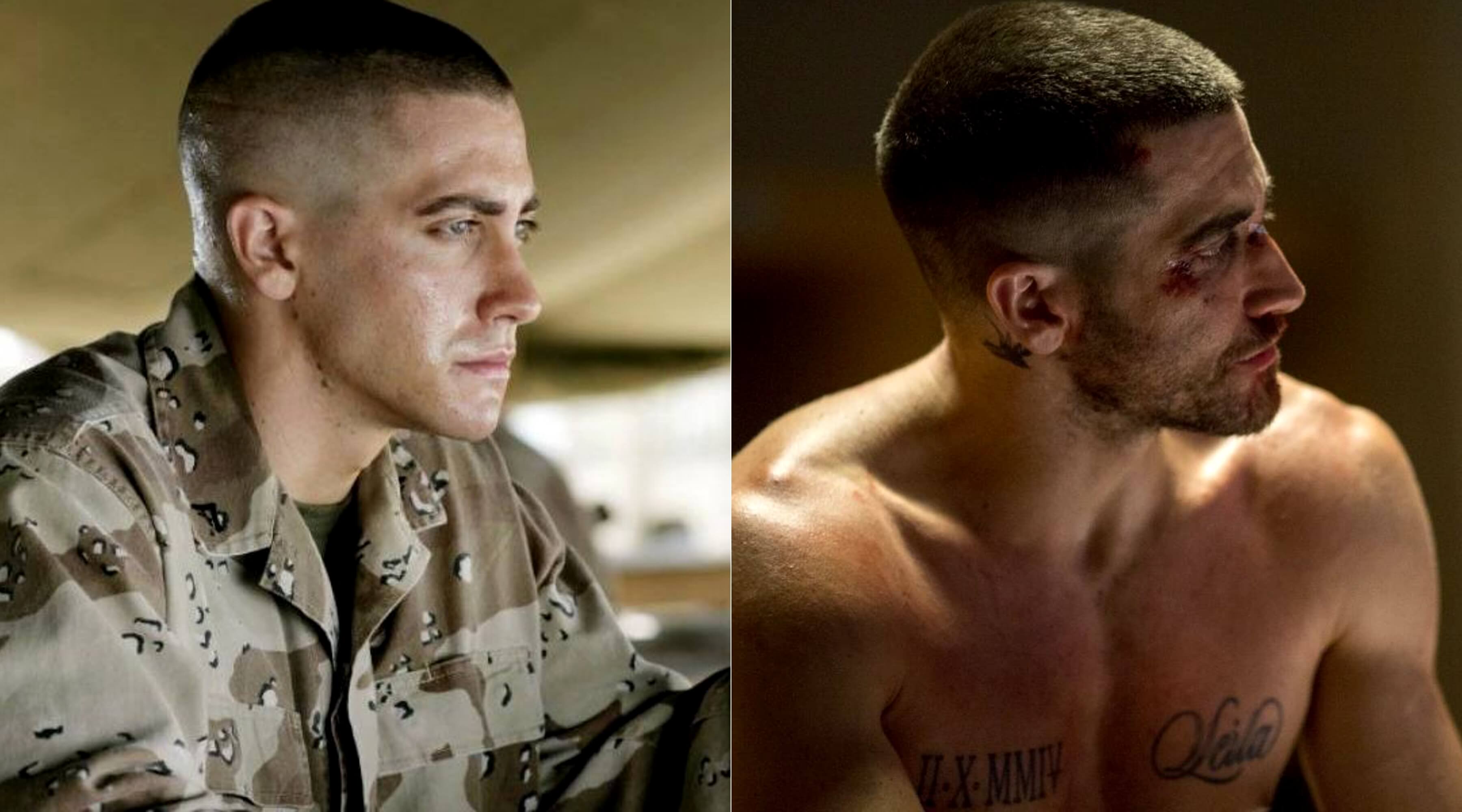 Jake Gyllenhaal showing off various buzz lengths in Jarhead and Southpaw. 
